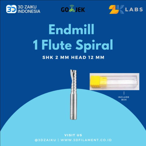 CNC Router 1 Flute Spiral Mata Bor 3,175 SHK 2 mm Head 12 mm CEL